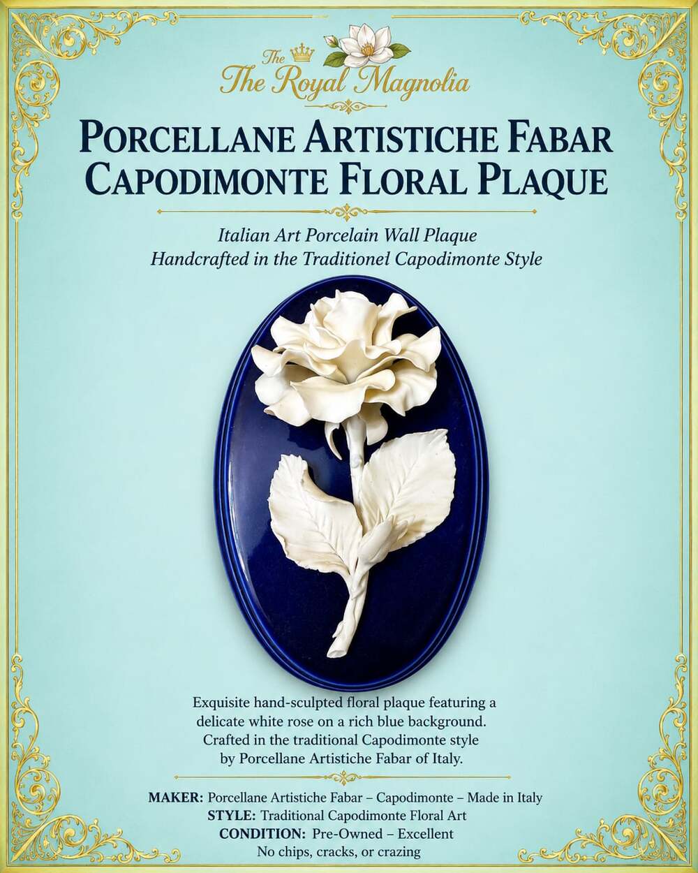 Porcellane Artistiche Fabar Capodimonte Floral Plaque
